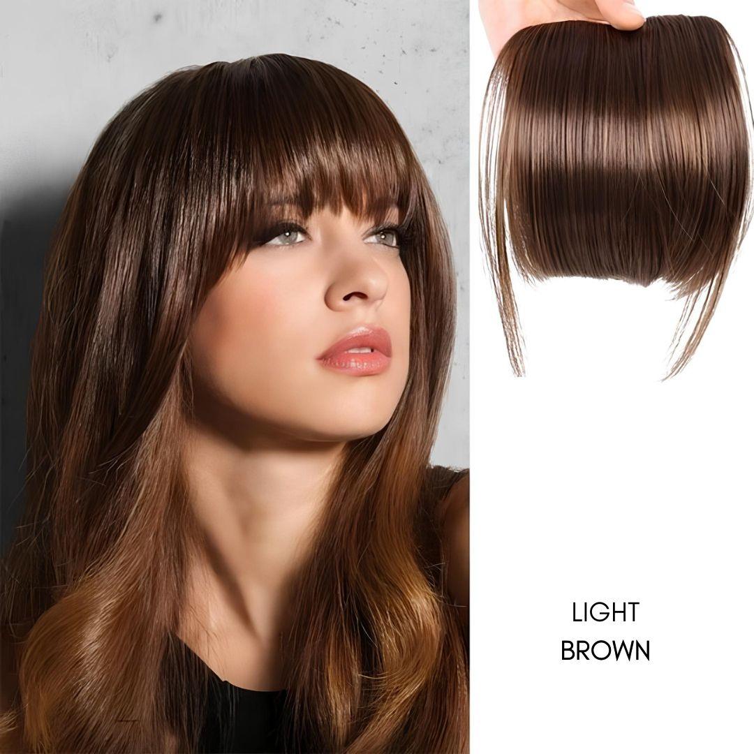 Clip-In Synthetic Bangs – Sleek Fringe - 6" / Straight / Light Brown - Lyvelle