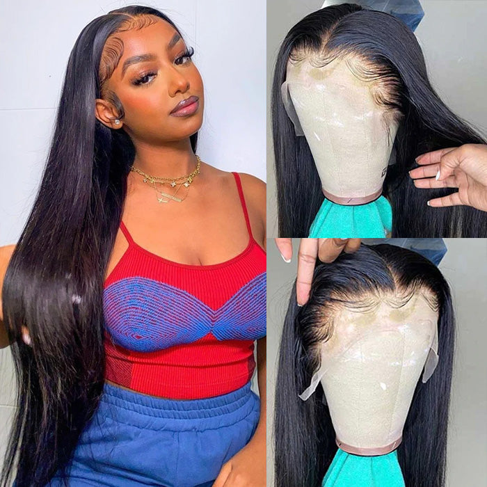 Upgraded Skinlike HD Lace Straight 13x6/13x4 Frontal Wig - Invisible Knot Human Hair - 10 / 13x4 HD Lace / 150% - Lyvelle