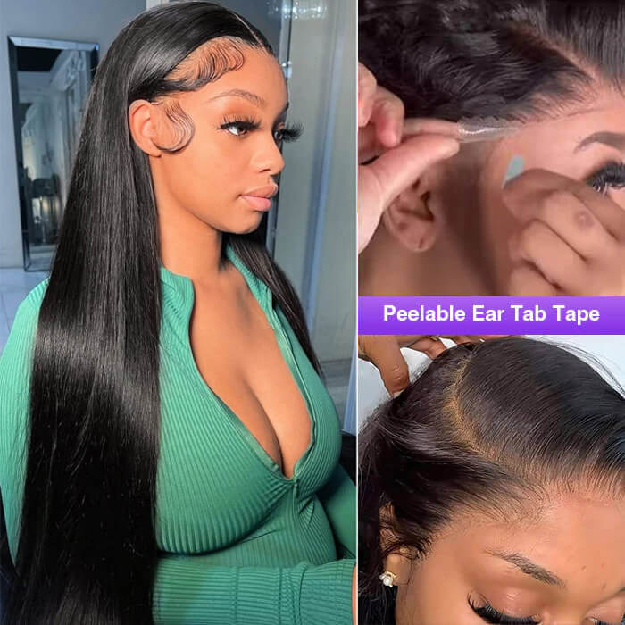 Silky Straight 13x4 Glueless Lace Frontal Wig with Pre-Cut Ear-to-Ear Lace for Maximum Security - 12 / Natural 150% / Free 40 Pcs - Lyvelle