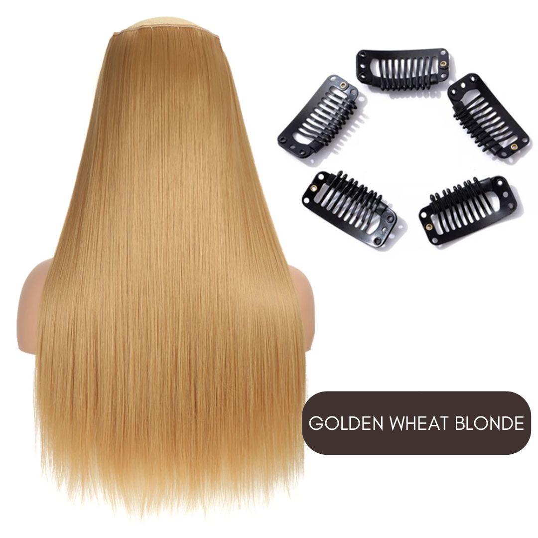 Synthetic Layered Lengths Clip-In Hair Extensions - 20" / Straight / Golden Wheat Blonde - Lyvelle