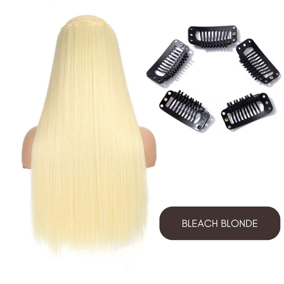 Synthetic Layered Lengths Clip-In Hair Extensions - 20" / Straight / Bleach Blonde - Lyvelle