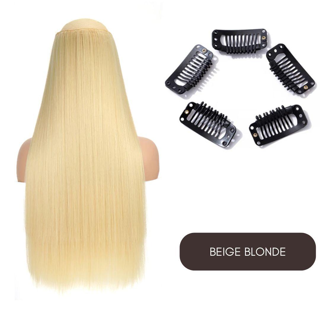 Synthetic Layered Lengths Clip-In Hair Extensions - 20" / Straight / Beige Blonde - Lyvelle