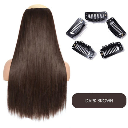 Synthetic Layered Lengths Clip-In Hair Extensions - 20" / Straight / Dark Brown - Lyvelle