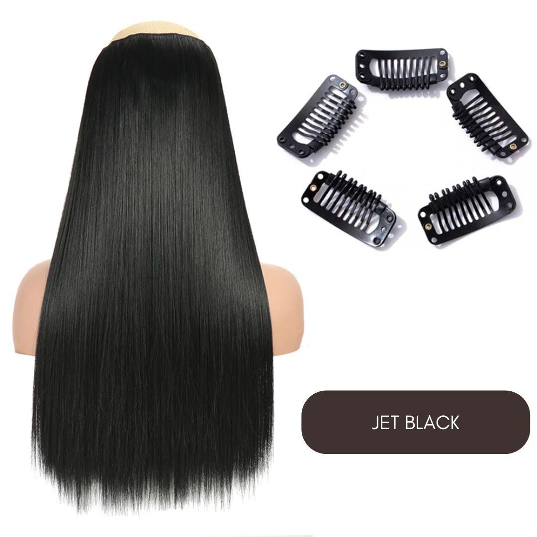 Synthetic Layered Lengths Clip-In Hair Extensions - 20" / Straight / Jet Black - Lyvelle