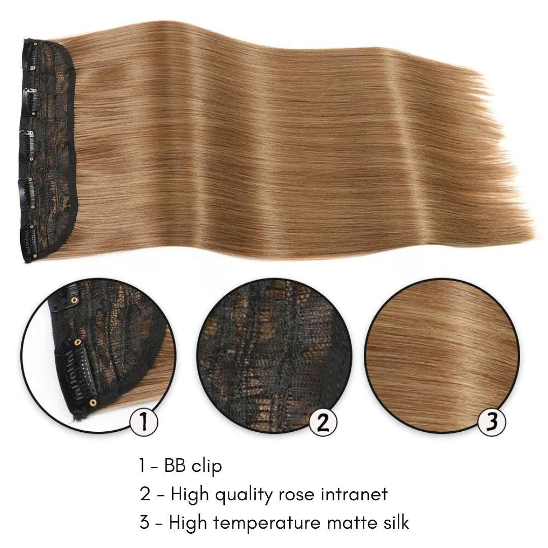 Synthetic Layered Lengths Clip-In Hair Extensions - 20" / Straight / Medium Ash Brown - Lyvelle