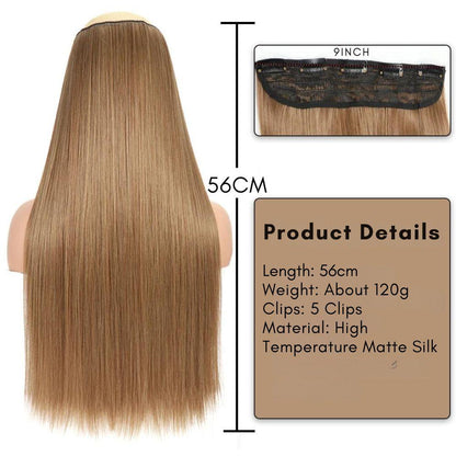 Synthetic Layered Lengths Clip-In Hair Extensions - 20" / Straight / Medium Ash Brown - Lyvelle