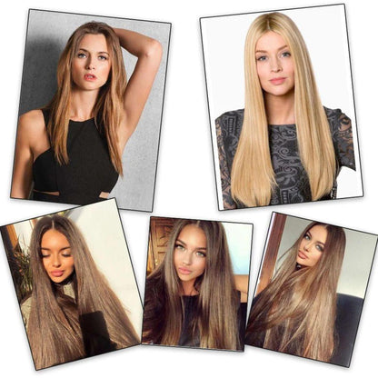 Synthetic Layered Lengths Clip-In Hair Extensions - 20" / Straight / Medium Ash Brown - Lyvelle