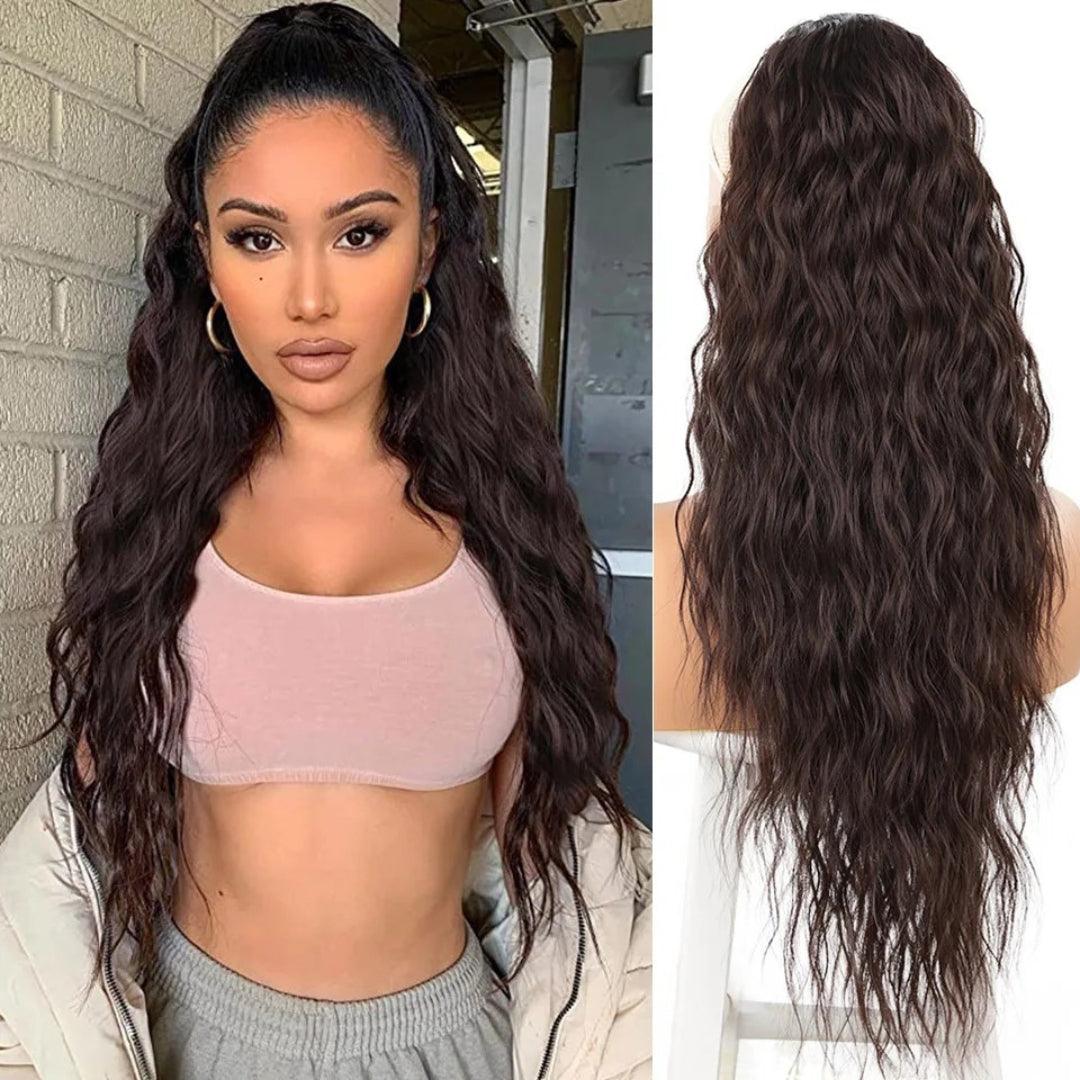 26-Inch Natural Wavy Synthetic Drawstring Ponytail - 26" / Natural Wavy / Natural Dark Brown (6) - Lyvelle