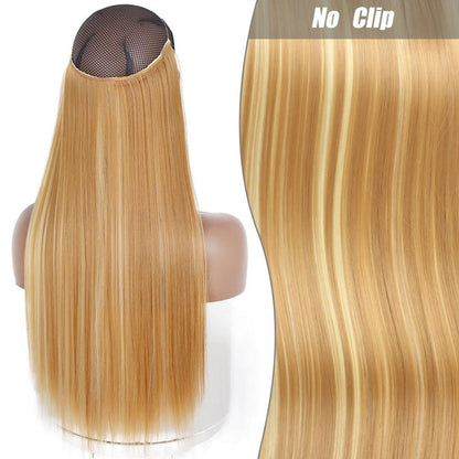 Synthetic Long Straight Wire Hair Extension – Easy No Clips (16-32 Inch Options) - 16" / Straight / 27H613 - Lyvelle