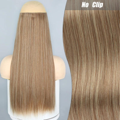 Synthetic Long Straight Wire Hair Extension – Easy No Clips (16-32 Inch Options) - 16" / Straight / M12-613 - Lyvelle