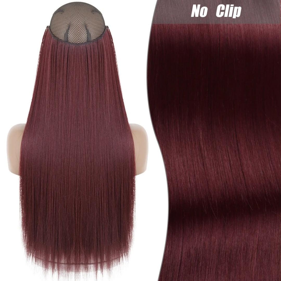 Synthetic Long Straight Wire Hair Extension – Easy No Clips (16-32 Inch Options) - 16" / Straight / 99J 1 - Lyvelle