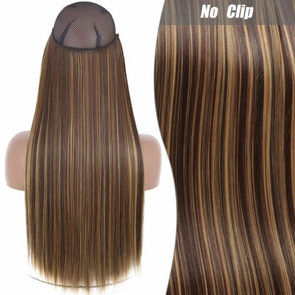 Synthetic Long Straight Wire Hair Extension – Easy No Clips (16-32 Inch Options) - 16" / Straight / 4H27 - Lyvelle