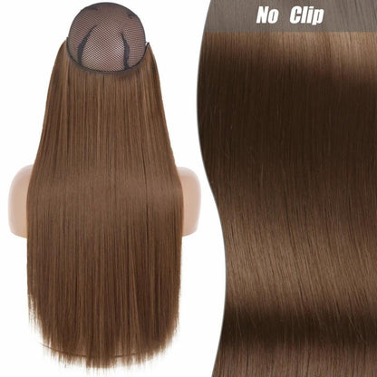 Synthetic Long Straight Wire Hair Extension – Easy No Clips (16-32 Inch Options) - 16" / Straight / 12 - Lyvelle