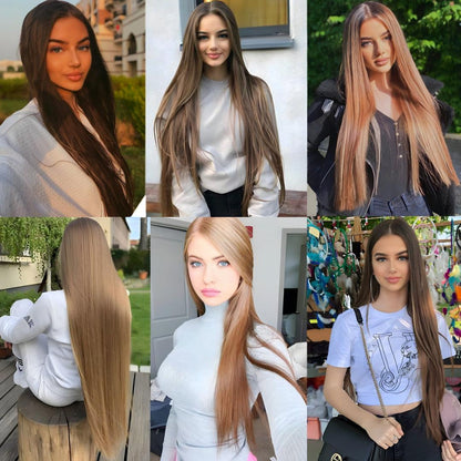 Synthetic Long Straight Wire Hair Extension – Easy No Clips (16-32 Inch Options) - 16" / Straight / 4 - Lyvelle