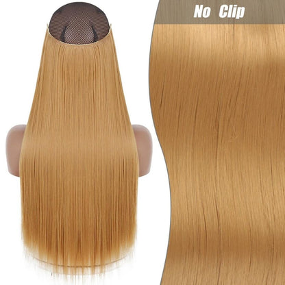 Synthetic Long Straight Wire Hair Extension – Easy No Clips (16-32 Inch Options) - 16" / Straight / 27 - Lyvelle