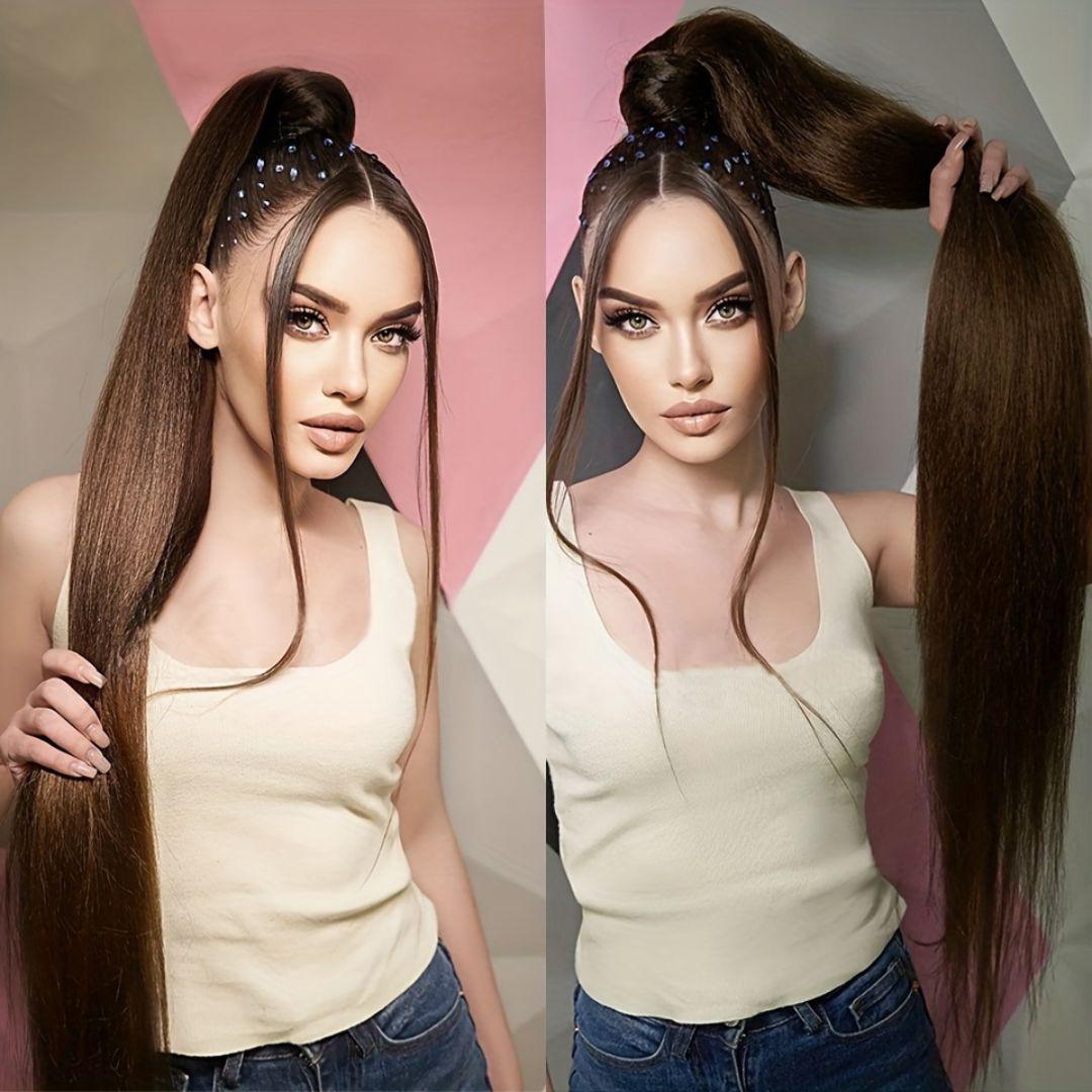 24-Inch Long Straight Drawstring Ponytail – Sleek Synthetic Hair Extension - 24" / Straight / R822-24-613 - Lyvelle