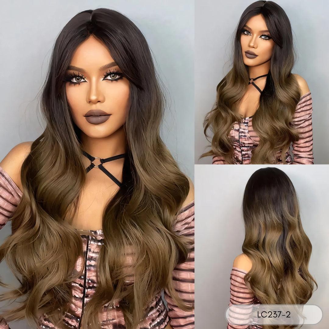 Synthetic Long Wavy Ombre Wig – Stylish Gradient Look - 24" / Natural Wavy / LC237-2 - Lyvelle