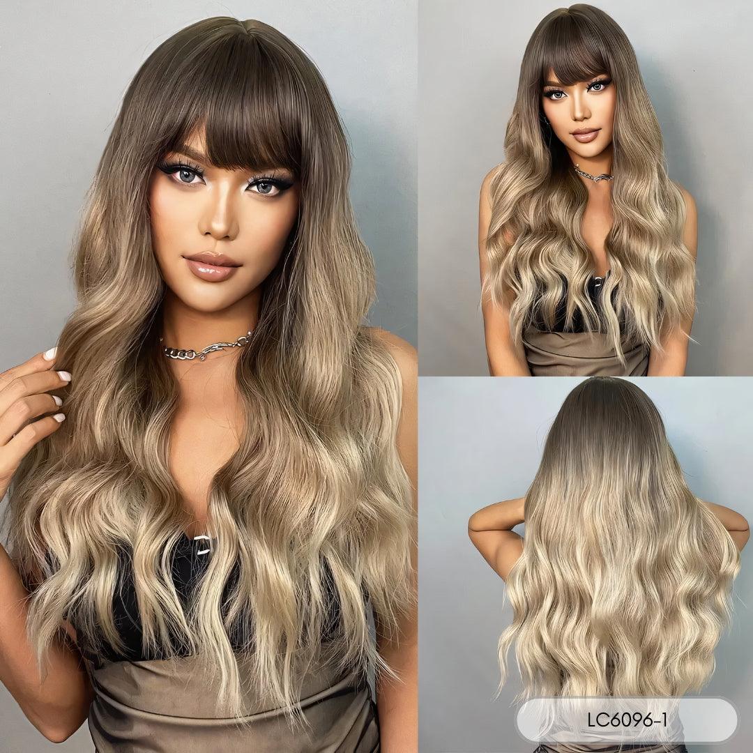 Synthetic Long Wavy Ombre Wig – Stylish Gradient Look - 24" / Natural Wavy / LC6096-1 - Lyvelle