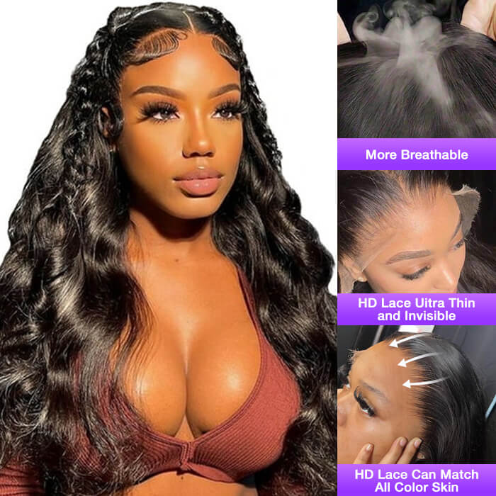 Skin Melt HD Lace Body Wave 13x4 Lace Front Human Hair Wig with Real Transparent Lace - 10 / 13x4 HD Lace / 150% - Lyvelle