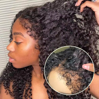 4C Edges Curly Human Hair Wig - Transparent 13x4 HD Lace, Pre-Plucked with Curly Baby Hairs - 12 / 8x5 Lace Wear Go / 150% - Lyvelle