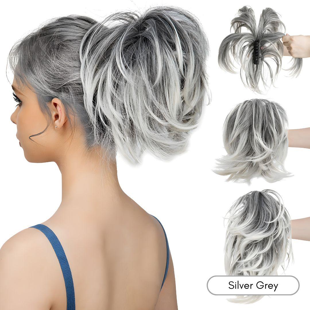 Ultimate Wave Claw Clip Ponytail Extension - Natural Wavy / Silver Grey - Lyvelle