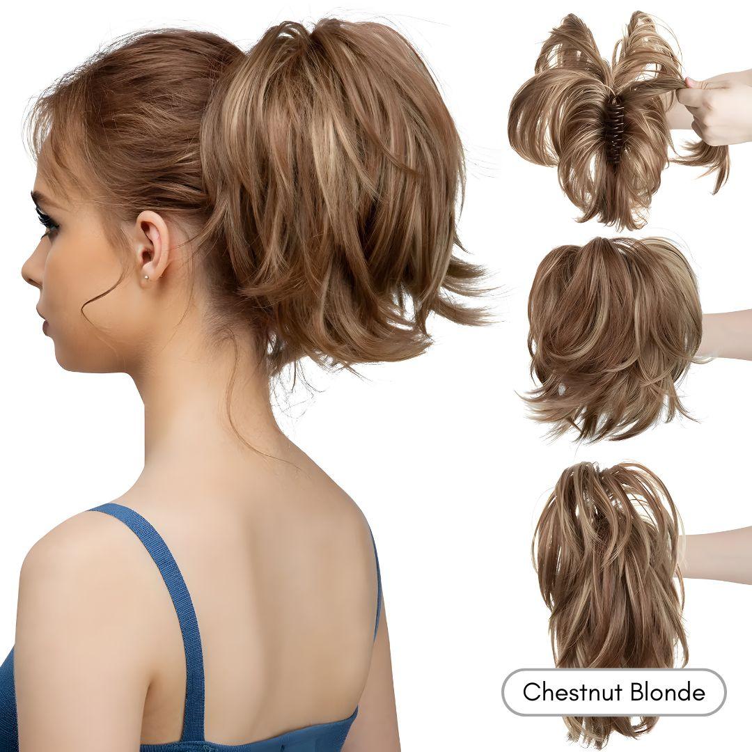 Ultimate Wave Claw Clip Ponytail Extension - Natural Wavy / Chestnut Blonde - Lyvelle