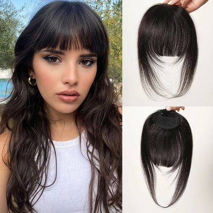 Natural Human Hair Clip-In Bangs with Temples – 100% Human Hair - Black - Lyvelle