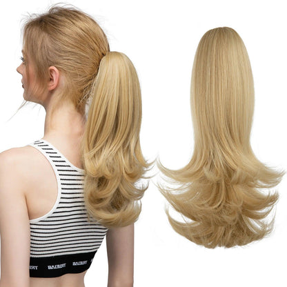 LuxeWave Claw Clip Ponytail Extension - 14" / Natural Wavy / Soft Blonde Blend - Lyvelle