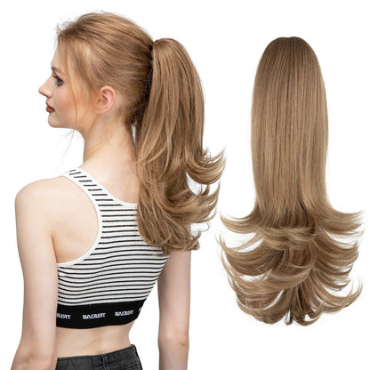 LuxeWave Claw Clip Ponytail Extension - 14" / Natural Wavy / Natural Blonde Mix - Lyvelle