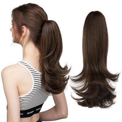 LuxeWave Claw Clip Ponytail Extension - 14" / Natural Wavy / Deep Chocolate Brown - Lyvelle