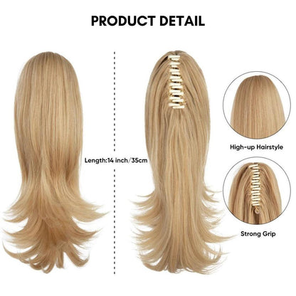 LuxeWave Claw Clip Ponytail Extension - 14" / Natural Wavy / Warm Chestnut - Lyvelle