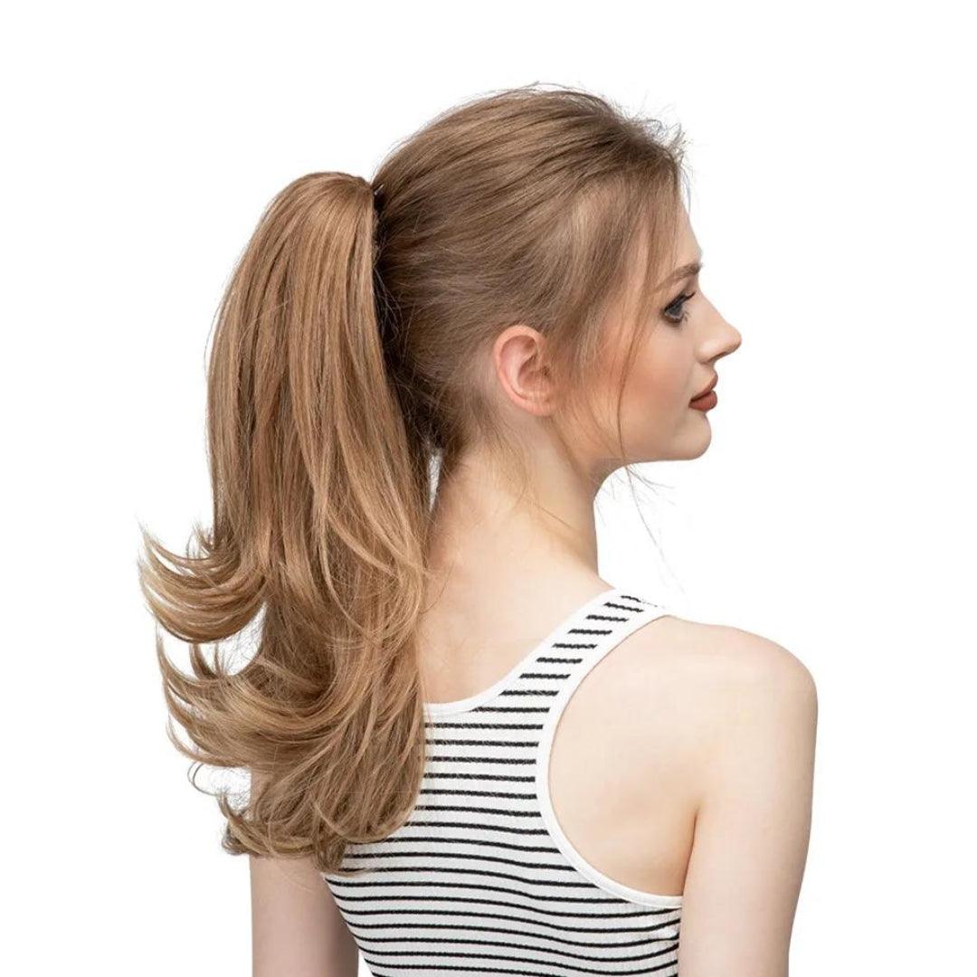 LuxeWave Claw Clip Ponytail Extension - 14" / Natural Wavy / Warm Chestnut - Lyvelle