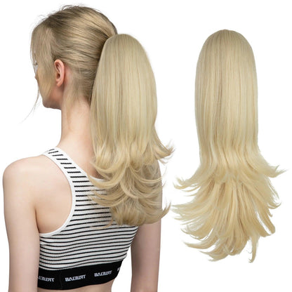 LuxeWave Claw Clip Ponytail Extension - 14" / Natural Wavy / Bleach Blonde - Lyvelle