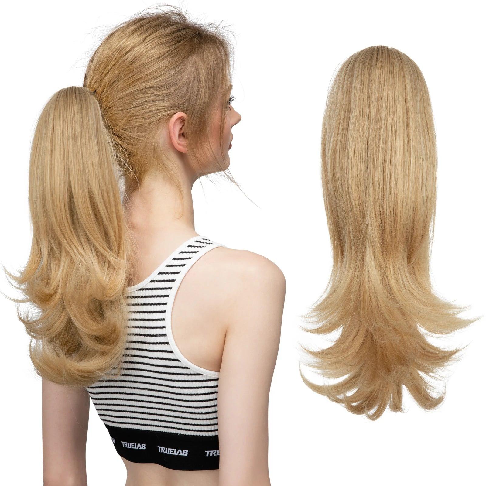 LuxeWave Claw Clip Ponytail Extension - 14" / Natural Wavy / Honey Blonde Mix - Lyvelle